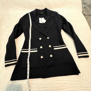 Zara Black Blazer with White Stripes NWT 2047